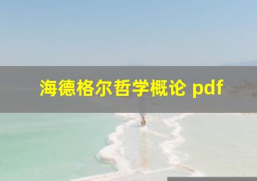 海德格尔哲学概论 pdf